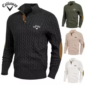 Мужской свитер Callaway Autumn and Winter European and American Knitted с зауженными пуговицами и высоким воротом, в стиле пэчворк из замши M