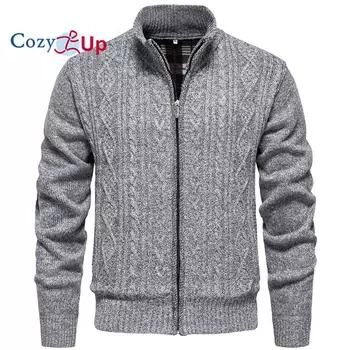 Мужской свитер Cozy Up на молнии с воротником-стойкой, повседневный вязаный кардиган с карманами M светло-серый