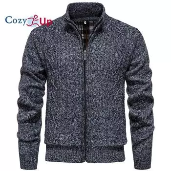 Мужской свитер Cozy Up на молнии с воротником-стойкой, повседневный вязаный кардиган с карманами M светло-серый