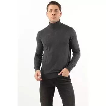 Мужской свитер Full Fisherman из базового трикотажа антрацитового цвета