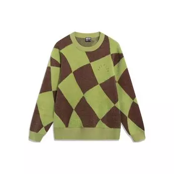 Мужской свитер Li Ning Badfive Series Plaid Crew Neck, цвет Fresh-Moss-Green AMBT017-5 XL