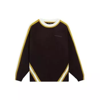 Мужской свитер Li Ning с вышитым логотипом и круглым вырезом, однотонный, коричневый AMBS203-1 S