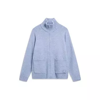Мужской свитер Li Ning Sports Trend Series, однотонный, с длинным рукавом, на молнии, с воротником-стойкой, синий AMBU007-3 S