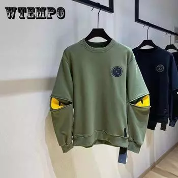 Мужской свитер, модный в Европе и США, в стиле хип-хоп, осенне-зимняя мужская свободная универсальная футболка с круглым вырезом и длинными рукавами XXXXXL