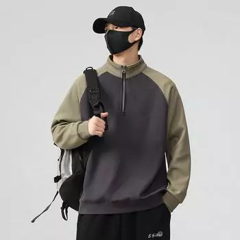 Мужской свитер мужской весна и осень круглый вырез модный бренд мужской топ с длинным рукавом осенняя безголовая осенняя одежда M