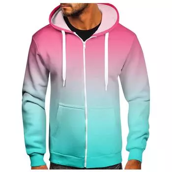 Мужской свитер на молнии, пальто, модный свитер с капюшоном и принтом