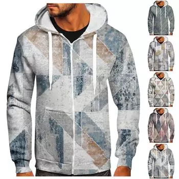 Мужской свитер на молнии, пальто, модный свитер с капюшоном и принтом XXL фиолетовый