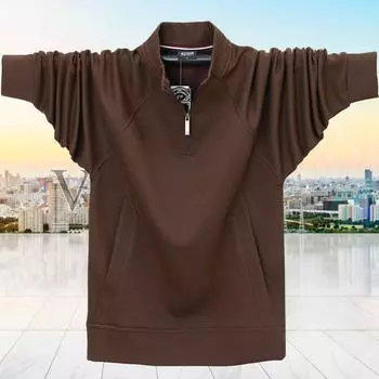 Мужской свитер на молнии Quarter, легкий свитшот с воротником-стойкой, повседневная рубашка-поло с длинным рукавом и карманом, свободный крой, повседневные свитера для мужчин M темно-серого