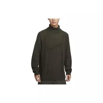 Мужской свитер Nike Solid Color Twisted Knit Pile Collar Sweater Khaki-Green FB7771-325 XL