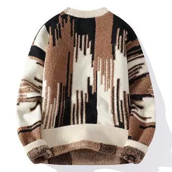 Мужской свитер Осень и Зима Новый Модный Утолщенный Внутренний Базовый Свитер для Молодых Студентов Теплая Нить Одежда M