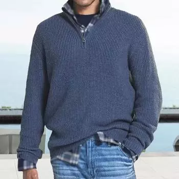 Мужской свитер осень-зима, имитация двух частей, клетчатый принт, трикотажный толстый, с длинными рукавами, свободный свитер с высоким воротником, термоизоляция, повседневная одежда, трикотаж L серый