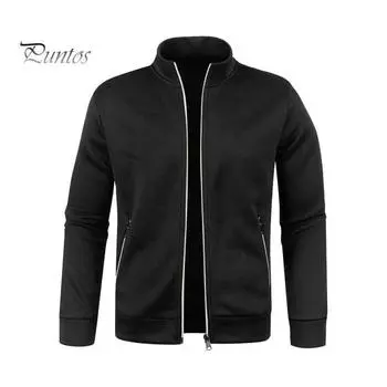 Мужской свитер осень-зима, пальто, застежка-молния, карманы на молнии, трикотажный тонкий кардиган, воротник-стойка, длинные рукава, однотонная эластичная манжета, повседневная куртка M серый