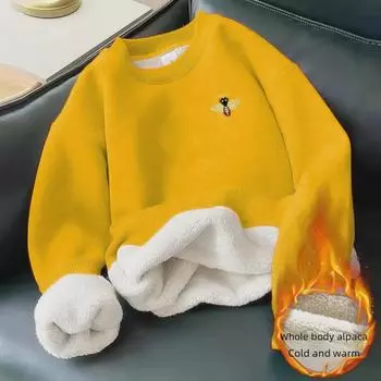 Мужской свитер осень/зима с длинными рукавами и круглым вырезом, повседневный плюс бархатный топ 4XL