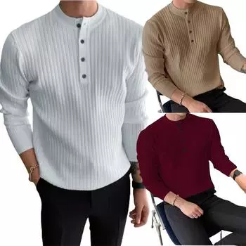 Мужской свитер осень-зима с высоким воротом и пуговицами, повседневный свитер с длинными рукавами Yasheng S темно-серого