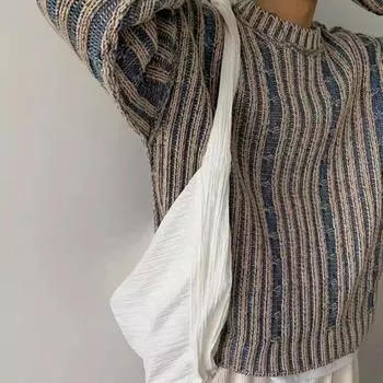 Мужской свитер осень-зима, смешанный цвет, вязка, скрученная текстура, свободный, толстый, длинные рукава M синий