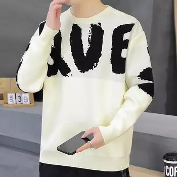 Мужской свитер осень-зима вязаный O-образный вырез теплый пуловер базовый повседневный свитер XXXXXL чёрный