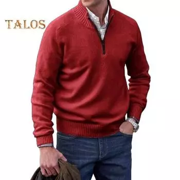 Мужской свитер, пальто, полумолния, трикотаж, эластичный, с длинными рукавами, воротником-стойкой, верхняя одежда больших размеров, повседневная одежда в английском стиле, школьный свитер средней длины L абрикосовый