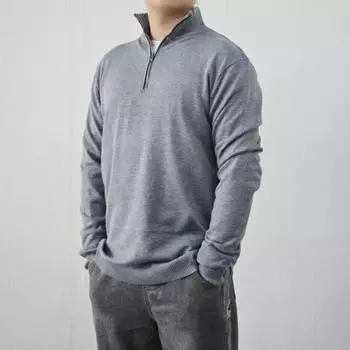 Мужской свитер, пальто, полумолния, трикотаж, эластичный, длинные рукава, воротник-стойка, верхняя одежда Plus XL зелёный