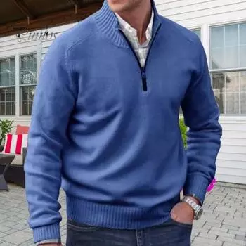 Мужской свитер, пальто, полумолния, трикотаж, эластичный, с длинными рукавами, воротником-стойкой, верхняя одежда, чистый цвет, повседневная одежда в английском стиле, школьный свитер средней длины XL темно-серого