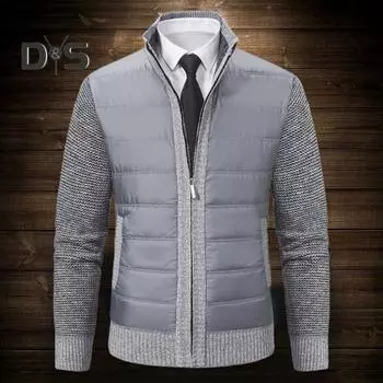 Мужской свитер, пальто с карманами, утолщенная трикотажная свободная застежка-молния, плюшевая, с длинными рукавами, воротником-стойкой, с лоскутным узором, утепленная куртка на осень-зиму M вино красного