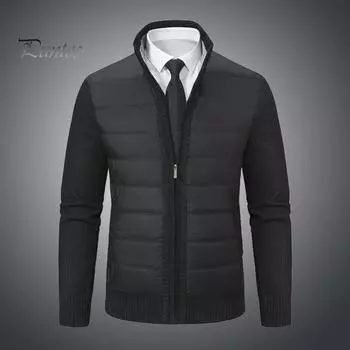 Мужской свитер, пальто с карманами, утолщенная трикотажная свободная застежка-молния, плюшевая, с длинными рукавами, воротником-стойкой, с лоскутным узором, утепленная куртка на осень-зиму M вино красного