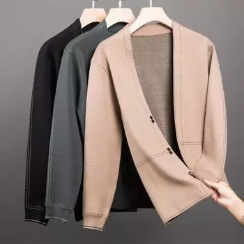 Мужской свитер пальто весна и осень новый свободный V-образный вырез одежда корейская версия тенденции носить кардиган тонкий свитер 105