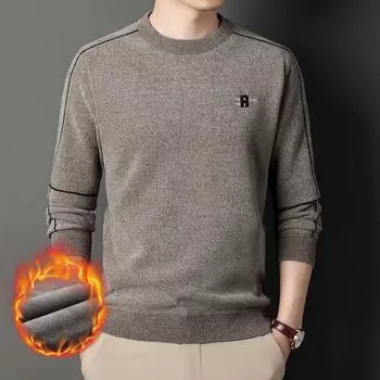 Мужской свитер с бархатным круглым вырезом, мужской свитер, зимний новый молодежный корейский вариант, трендовый свитер из синели, базовый M
