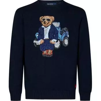 Мужской свитер с длинным рукавом и вышитым медведем Polo Ralph Lauren, синий 710934022-001 L