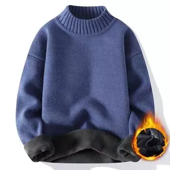 Мужской свитер с длинными рукавами и полувысоким воротником, однотонный, из плотного бархата, теплый мужской свитер XS сахар коричневый