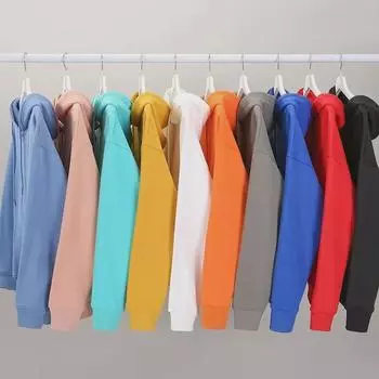 Мужской свитер с длинными рукавами, капюшоном, застежкой-молнией из овчины плотностью 350 г, с бархатом и настраиваемым логотипом.