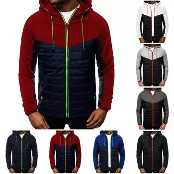 Мужской свитер с капюшоном и застежкой-молнией в стиле пэчворк, цветная куртка-кардиган S белый