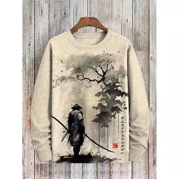 Мужской свитер с капюшоном с принтом японских персонажей 3D, осенняя мода с длинными рукавами, футболка свободного покроя, мужская одежда, топы S