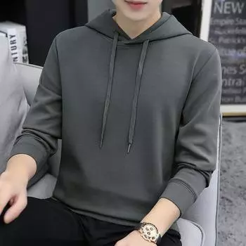 Мужской свитер с капюшоном, свободный однотонный свитер с длинными рукавами, модная красивая повседневная одежда M