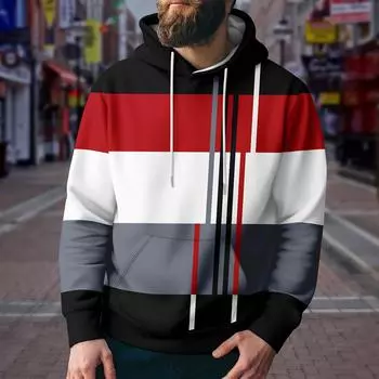 Мужской свитер с капюшоном, толстовка с капюшоном, черный, с полосатым узором, лоскутное шитье, ежедневная спортивная 3D-печать, базовая уличная одежда, desi S