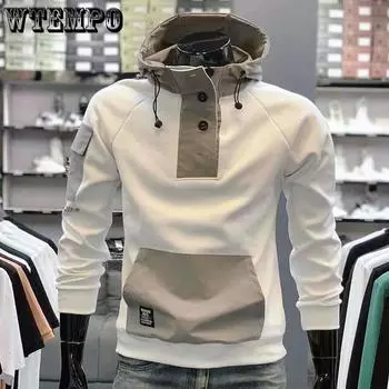 Мужской свитер с капюшоном, универсальное весенне-осеннее модное тонкое тонкое пальто с капюшоном XXXL белый