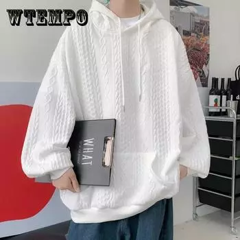 Мужской свитер с капюшоном, весенне-осенняя однотонная толстовка с капюшоном, утяжеленный топ с длинным рукавом, осенний мужской пуловер с капюшоном, пальто M серый