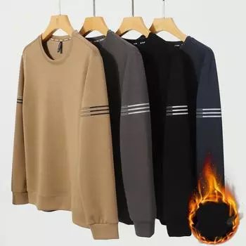 Мужской свитер с круглым вырезом больших размеров, осенне-зимний пуловер, свободный мужской топ с длинными рукавами 8XL чёрный