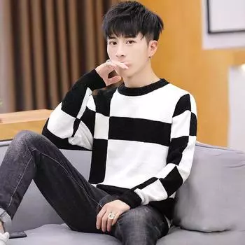 Мужской свитер с круглым вырезом и длинными рукавами, пуловеры Homme, свитеры Homme, вязаные хлопковые удобные топы L