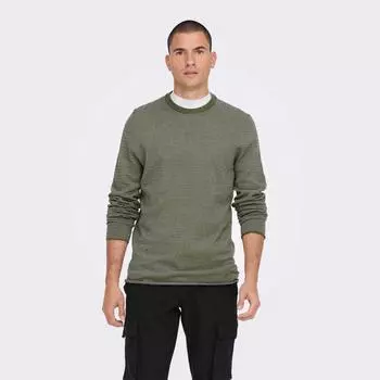 Мужской свитер с круглым вырезом и длинными рукавами из 100% хлопка ONLY AND SONS XS бежевый