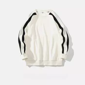 Мужской свитер с круглым вырезом и длинными рукавами на весну и осень в контрастную полоску M