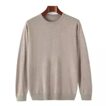Мужской свитер с круглым вырезом из камвольной пряжи Qinghe, кашемир 50% шелк тутового шелкопряда, 50% шерсть, мужской осенне-зимний кашемир, мягкий и теплый XXL серый