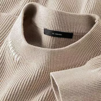 Мужской свитер с круглым вырезом из шерсти и лиоцелла — коллекция осень/зима 2024 г., длинный рукав, однотонный теплый трикотажный слой высокого качества. 3XL светло-серый