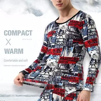 Мужской свитер с круглым вырезом из толстого бархата: Теплый хлопковый зимний базовый слой 185(XXXL)