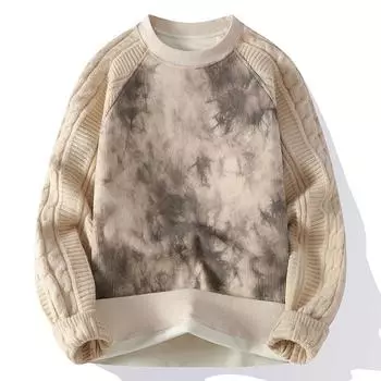 Мужской свитер с круглым вырезом на осень и зиму, плюшевая утолщенная термоодежда, повседневный вязаный свитер M