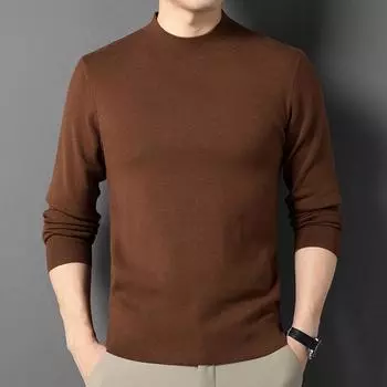Мужской свитер с круглым вырезом на весну и зиму, мужской модный брендовый свободный однотонный базовый свитер простой вязки с длинным рукавом M