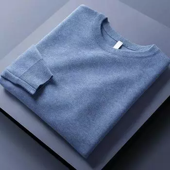 Мужской свитер с круглым вырезом, осень-зима, большой размер, свободный вязаный свитер, сохраняющий тепло, верхняя часть, тонкая часть повседневной облегающей трикотажной рубашки с длинными рукавами M
