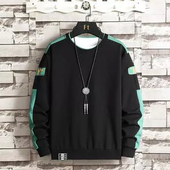 Мужской свитер с круглым вырезом, осенняя корейская версия, тренд, весна и осень, свободный повседневный топ M оранжевый