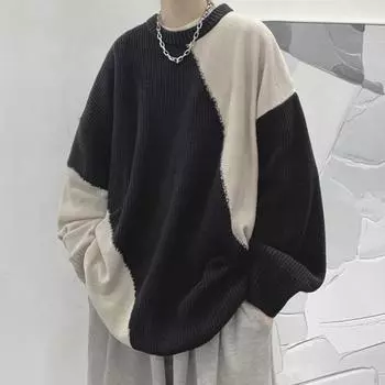 Мужской свитер с нерегулярным плетением, ленивый свитер высокого качества в американском стиле, осенне-зимний свитер-куртка большого размера для пары M