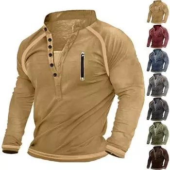 Мужской свитер с v-образным вырезом и воротником-стойкой с 3D цифровой печатью и винтажным воротником на 6 пуговицах XXXL винный