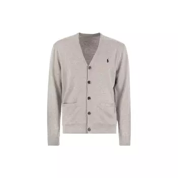 Мужской свитер с вышитым логотипом Polo Ralph Lauren и пуговицами, с длинным рукавом и V-образным вырезом, серый 710890562-002 M